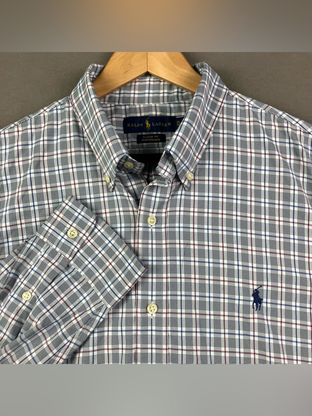 Polo Ralph Lauren Men’s Shirt Size XL Long Sleeve Button Down Shirt Gray Plaid